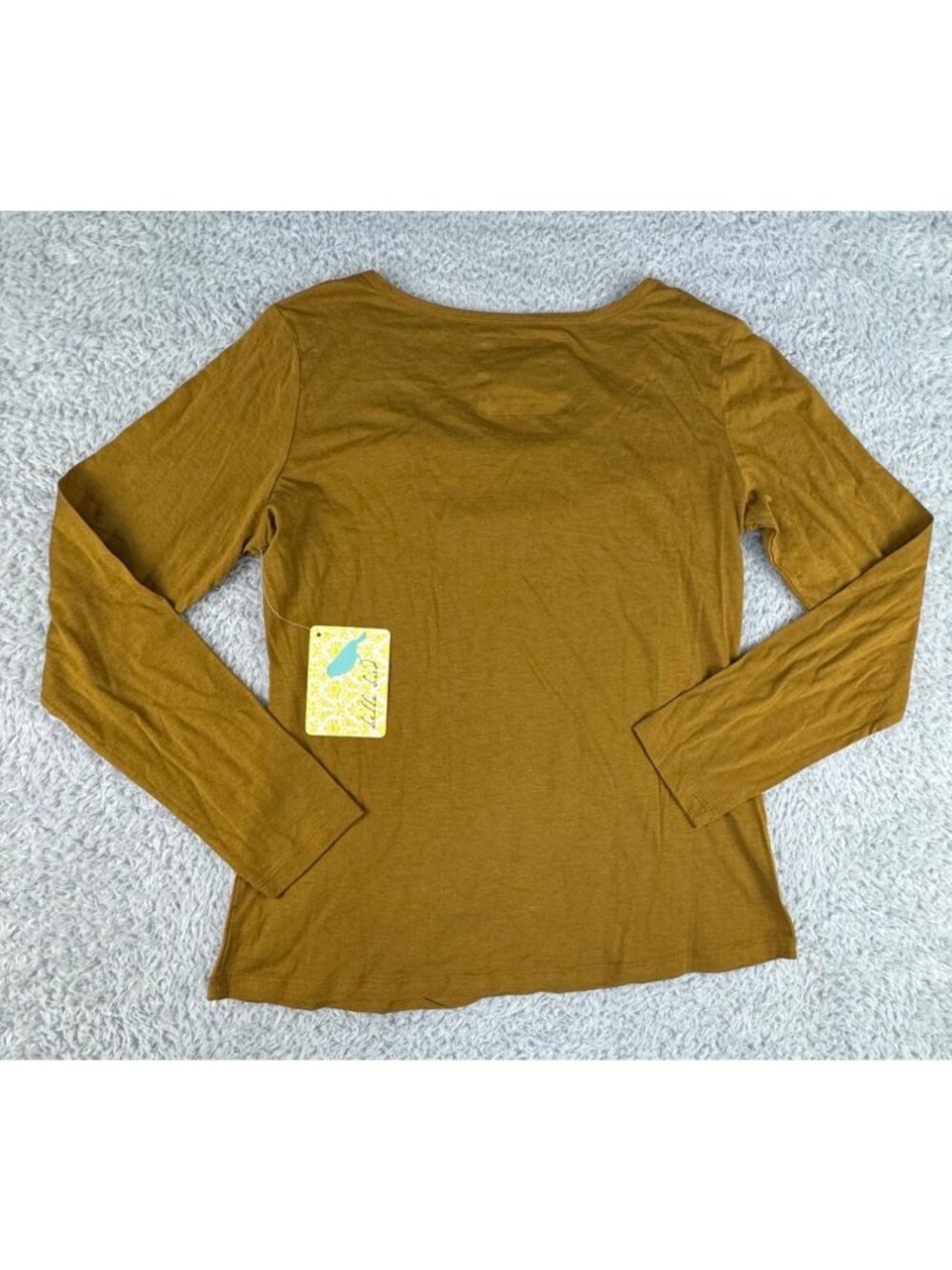 Bella Bird Womens M Mustard Yellow Ruffle Zig Zag Office Casual Retro - Picture 10 of 12